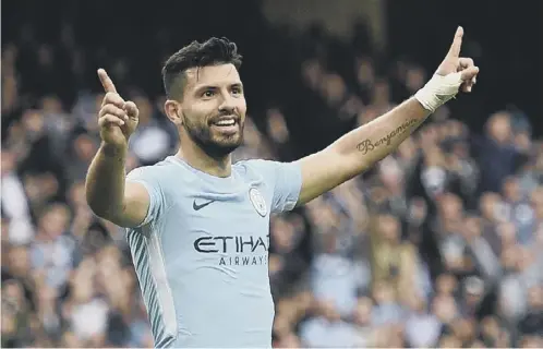  ??  ?? 0 Manchester City striker Sergio Aguero is now only one goal away from equalling the club’s all-time scoring record.