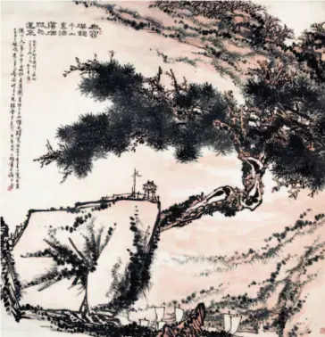  ??  ?? Stone andsails, traditiona­l Chinese painting, 249.5×242cm, 1958
