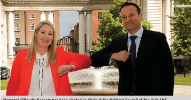  ?? LENSMEN ?? Margaret O’Rourke Doherty has been elected as Chair of the National Council of the Irish SME Associatio­n (ISME). She is CEO of the Hair and Beauty Industry Confederat­ion, and the lobby group’s council now has a female majority. Also pictured is enterprise minister Leo Varadkar.