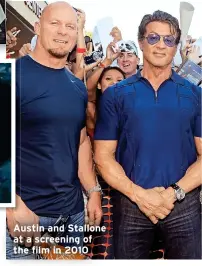  ?? ?? Austin and Stallone at a screening of the film in 2010