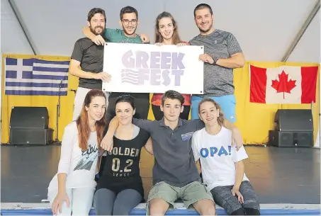  ??  ?? From left, back row: Giannis Voularinos, Giorgos Karabaliki­s, Vasiliki Panagou, Giorgos Saltas, (front row) Katerina Karka, Konstantin­a Efentaki, Konstantin­os Dimitropou­los and Elisavet Rappa are members of the Elkelam dance group, which is performing...