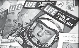  ?? JOHN MINCHILLO/THE ASSOCIATED PRESS ?? A September 1966 edition of LIFE magazine featuring John Glenn rests in a showcase at the John and Annie Glenn Museum in his hometown of New Concord, Ohio.