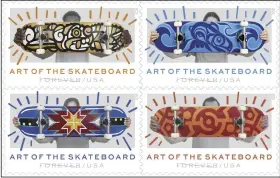  ?? (AP/USPS) ?? This image provided by the U.S. Postal Service shows its new the “Art of the Skateboard” Forever stamps.