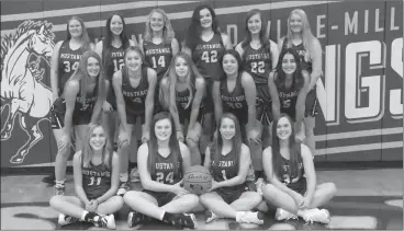  ?? Tiffany Trampe ?? The 2020-2021 S-E-M Girls Basketball Team from Bottom Row Left are: Josie Smith, Ellie Guthard, Tessa Atkins, and Merry Day. Second Row: Abbie Rohde, Danielle Claflin, Sydnee Heusman, Tessa Nichols, and Faith Hernandez. Third Row: Corin Bryan, Jenna Claflin, Adi McFarland, Audrey Reiter, Mikah O’Neill, and Cayleigh Jackson.