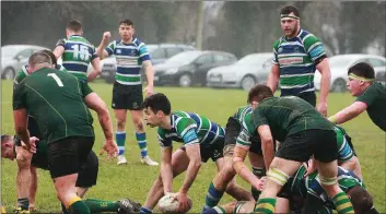  ??  ?? Stephen Horan of Gorey getting his back line into the game.