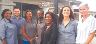  ?? Photo: Contribute­d ?? New face... Staff at the new Gondwana Travel Centre (from left) Sarah Kasupi, Emile Hart, Cadeescha Hampira, EddyAttu Ward, Erika Gaweses, Natalia Leppen and Charlotte Schoeman.