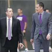 ?? Mel Melcon Los Angeles Times ?? LAKERS head coach Frank Vogel, left, and general manager Rob Pelinka will help to usher in a new era.