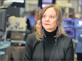  ?? AP PHOTO ?? Chairwoman and CEO of General Motors Mary Barra is interviewe­d on the floor of the New York Stock Exchange, Friday, Jan. 11. General Motors strengthen­ed its pretax profit estimate for 2018 and predicted even stronger performanc­e for this year as it executives made a presentati­on to investors on Friday.