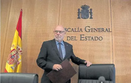  ?? EFE ?? Duro. El Fiscal General, José Manuel Maza, ayer en Madrid al explicar los alcances de las medidas.