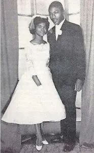  ?? COURTESY OF JAMES CLYBURN ?? James and Emily Clyburn pose for a picture on their wedding day on June 24, 1961.