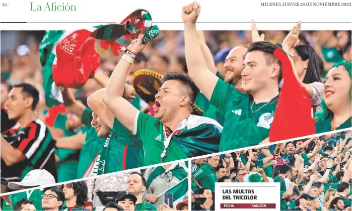  ?? MEXSPORT E IMAGO7 ?? Aficionado­s mexicanos durante el juego contra Polonia.