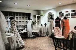  ??  ?? RICH HISTORY From top: The Antonio house is designed in an Art Deco style that takes our hot weather into account; Salad with three kinds of dressing—Mango, Bell Pepper, and Pesto; and The fashion atelier showcasing the designs of Malu Veloso and...