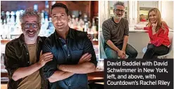  ?? ?? David Baddiel with David Schwimmer in New York, left, and above, with Countdown’s Rachel Riley