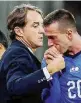  ?? Ansa ?? Azzurri Il Ct Mancini e Bernardesc­hi