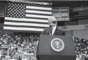  ?? EVAN VUCCI, FILE AP Photo ?? President Donald Trump speaks during a campaign rally at Bojangles Coliseum in Charlotte, N.C., last month.