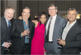  ??  ?? Pictured, from left, at the All-Star Weekend are Sean McCafferty, event chair Gary Nissen; Geeta Sankappana­var, president and COO of Grafton Asset Management, Claudio Ghersinich, director with Valeura Energy and Kaush Rakhit, Canadian Discovery CEO.