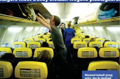  ?? FOTO IMAGEGLOBE ?? Een plaats vinden voor uw bagage is op een Ryanair-vlucht vaak een kwestie van op tijd komen.