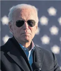  ?? DREW ANGERER GETTY IMAGES ?? Biden, at the Minnesota State Fairground­s in St. Paul on Friday, has consistent­ly put the COVID-19 crisis in the foreground.