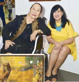  ??  ?? Art patron and literary writer Aida Rivera Ford with SM SVP for marketing Millie Dizon during the “My City, My SM, My Art” event in SM Lanang Premier. Ford is the founder of the Ford Academy of the Arts, the first College of Fine Arts in Mindanao.