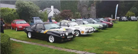  ??  ?? Opel and Vauxhall cars of all types gathered at the Mills Inn, Baile Bhuirne, ahead of the 2018 run.