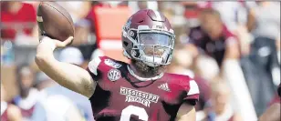  ?? ROGELIO V. SOLIS/AP ?? Freshman QB Garrett Shrader will try to lead Mississipp­i State past Auburn.