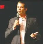  ?? The Associated Press ?? MIRRORED: Donald Trump Jr. speaks at a rally for Florida gubernator­ial candidate Rep. Ron DeSantis in Orlando, Fla., on July 18.