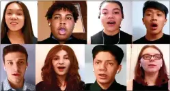  ?? PETE BANNAN - MEDIANEWS GROUP ?? Senior members of the Upper Darby High School Encore Singers sang “Somewhere” in a prerecorde­d video during graduation.