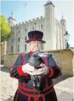  ?? — Reuters ?? Tower of London Ravenmaste­r Chris Skaife with a baby raven.