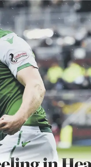  ??  ?? 2 Hibs twogoal derby hero Daryl Horgan races away to celebrate after drawing his side level, before thumping home what proved to be the winning goal at Tynecastle – the victory made all the sweeter by the fact it was the first time the visitors had won at the home of their great rivals since 2013. Below, Hearts boss Craig Levein was the target of fans’ ire.