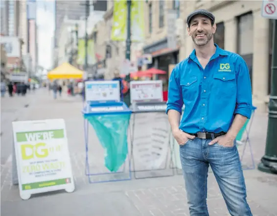  ?? ADRIAN SHELLARD/ FOR THE CALGARY HERALD ?? Leor Rotchild of Do It Green, or DIG, offers sustainabl­e event management with responsibl­e disposal practices at major Calgary functions.