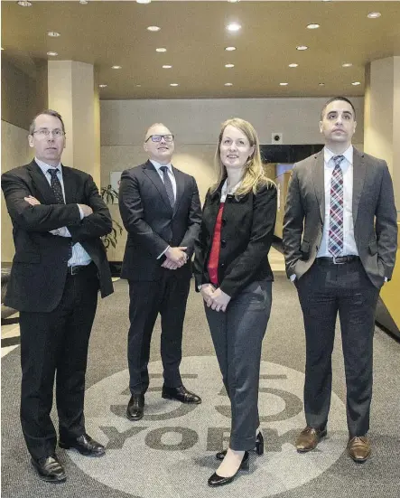  ?? TYLER ANDERSON ?? From left: Robert Wessel, Chris Dewey, Jennifer Mersereau and Babak Assadi, the portfolio management team at Hamilton Capital Partners, believe investors can find many opportunit­ies if they know the best geographie­s, subsectors and firms. They’re...