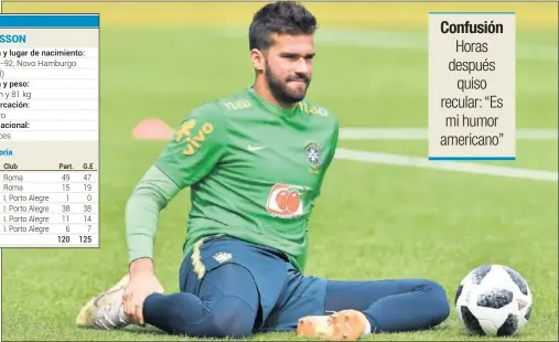  ??  ?? EN RUSIA. Alisson está preparando el Mundial con Brasil y aseguró el pasado martes que quiere cerrar su futuro cuanto antes.