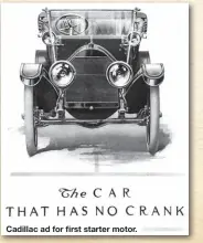  ?? ?? Cadillac ad for first starter motor.