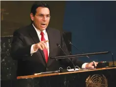  ?? (Mike Segar/Reuters) ?? THEN-ISRAELI Ambassador to the United Nations Danny Danon addresses a United Nations General Assembly meeting in New York, in 2018.