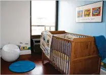  ?? TRIBUNE NEWS SERVICE ?? A simple blue nursery creates an inviting feel.