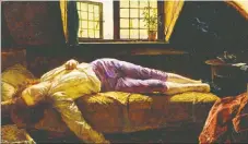  ??  ?? Courtesy of the Yale Center for British Art The painting, “The Death of Chatterton” by Henry Wallis, which Dr. Joseph Cavallo, chief radiology resident at the Yale School of Medicine, studied as part of the Enhancing Observatio­n program at the Yale...