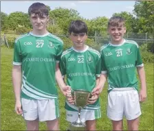  ?? ?? Fermoy GAA players Daniel Galvin, Charlie Clancy and Adam Keohane were part of the St Colman’s U14 hurling squad that won the Cork Colleges County title by beating Midleton CBS. Well done!