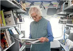  ?? ALDEN WILLIAMS/STUFF ?? Russley Village resident and keen reader Anne Brown relies on the Christchur­ch City Council mobile bus to borrow books for she and her husband.