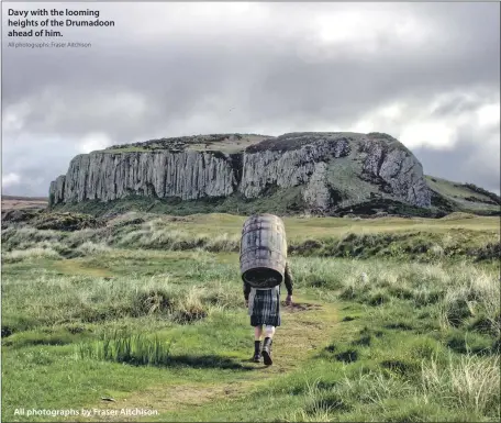  ?? All photograph­s: Fraser Aitchison ?? Davy with the looming heights of the Drumadoon ahead of him.
All photograph­s by Fraser Aitchison.