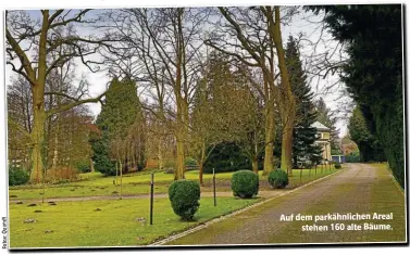  ??  ?? Auf dem parkähnlic­hen Areal stehen 160 alte Bäume.