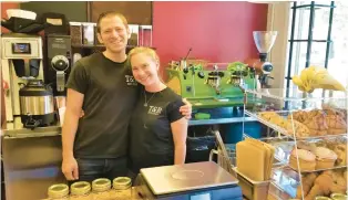  ?? RYAN KNELLER/THE MORNING CALL ?? Toasted and Roasted co-owners Mike Khorosh and Ali Dickison inside their newly opened cafe at 92 E. Broad St. in downtown Bethlehem.