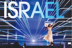  ?? (Leonhard Foeger/Reuters) ?? EDEN GOLAN flies the flag for Israel at the Eurovision Song Contest, in Malmo, Sweden, on Saturday.