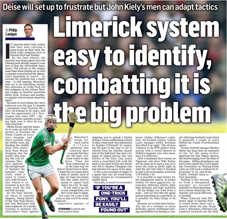  ??  ?? STRIKING: Limerick star Cian Lynch in action