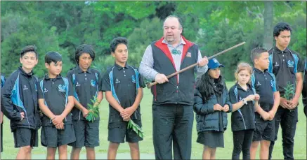  ?? Photo / Bethany Rolston ?? A site blessing, led by Paraone Gloyne, was the latest milestone in the journey to fulfil the kura aspiration­s of a new $10 million build on Factory Rd in Te Awamutu.