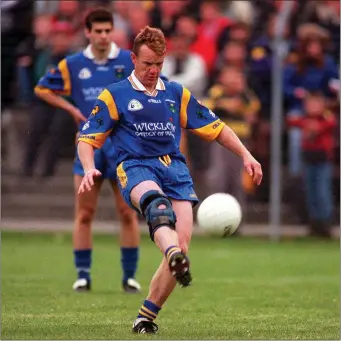  ??  ?? A late 1-1 from an injured Kevin O’Brien helped secure victory for Wicklow over Kildare.
