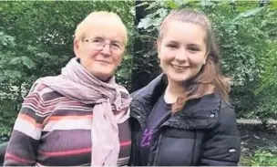  ??  ?? Aisha Aliouane (right), from Haslingden High School, is fundraisin­g in memory of her grandmothe­r Susan Kirkham (left).