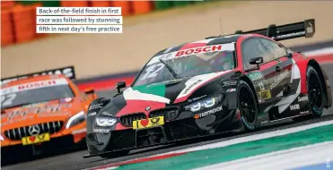  ??  ?? Back-of-the-field finish in first race was followed by stunning fifth in next day’s free practice