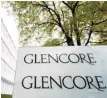  ?? — Reuters ?? The logo of commoditie­s trader Glencore is pictured in front of the company's headquarte­rs in Baar, Switzerlan­d.