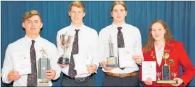  ??  ?? Willem Ratu, Morgan Trott, Cameron Trethewey and Rhiannon Utton with their trophies.