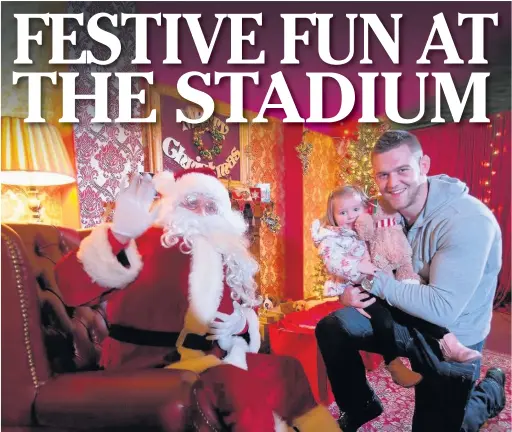  ??  ?? Wales player Dan Lydiate at the Principali­ty Stadium’s Santa Claus tour